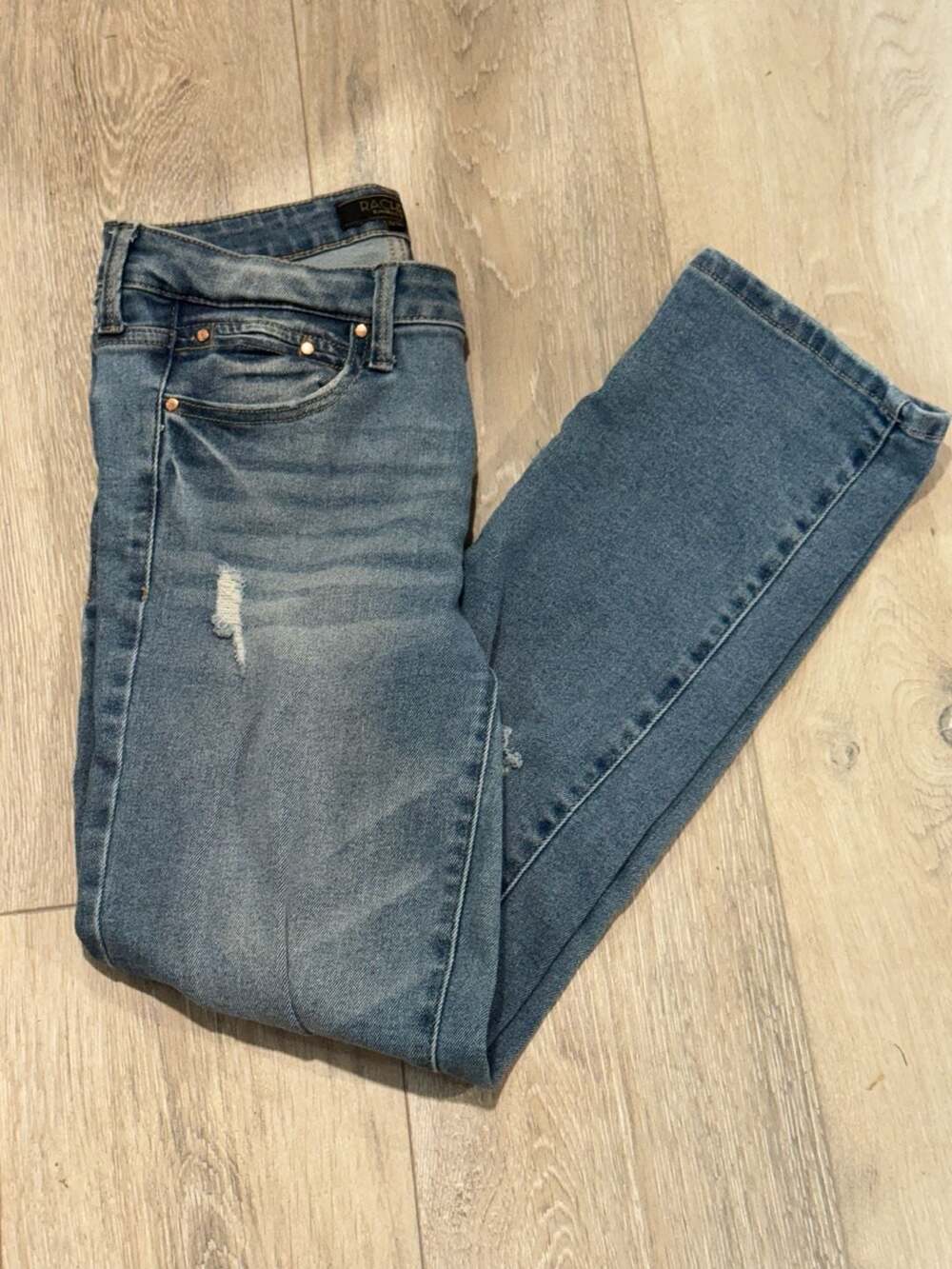 Y2K Distressed Bootcut Jeans Medium Wash Ripped Denim Women’s Size 10/30